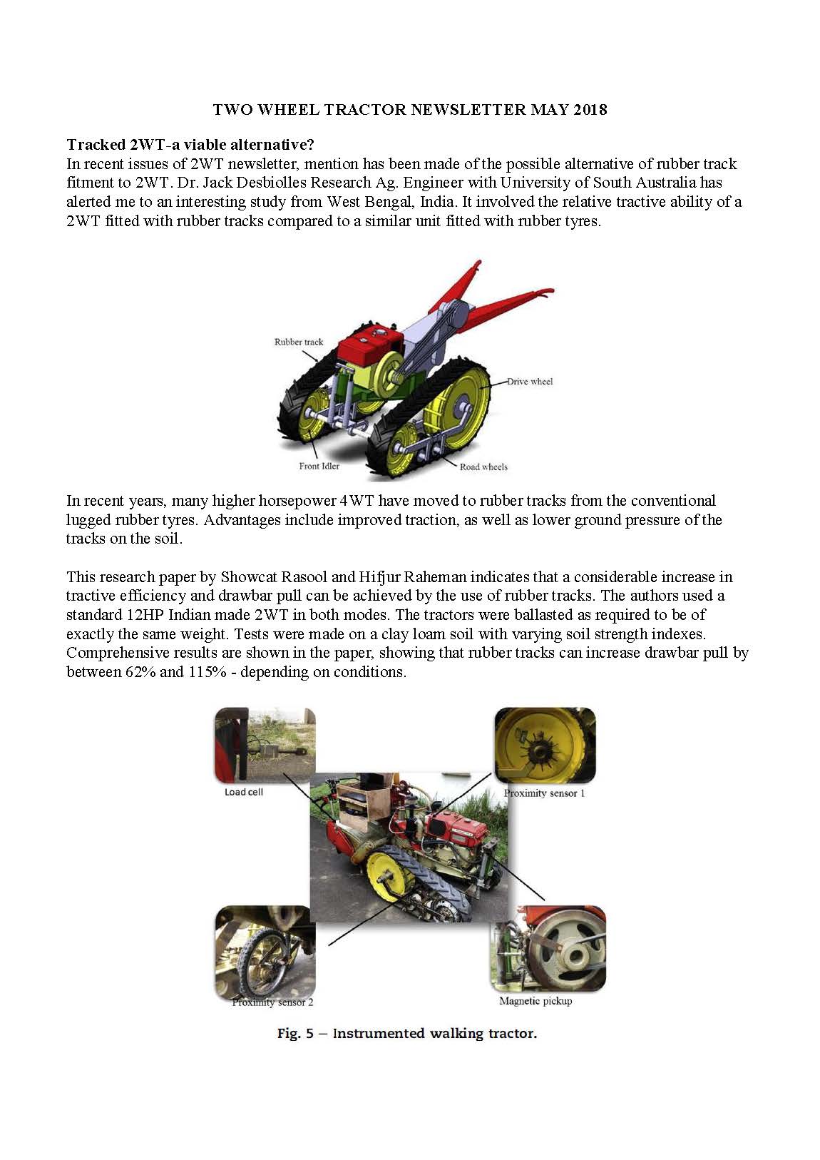  May 2018 Two Wheel Tractor Newsletter